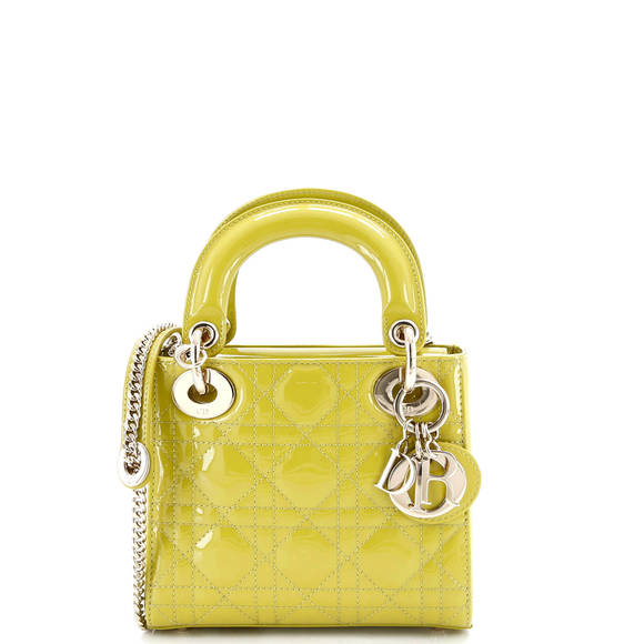 Christian Dior Mini Lady Dior Chain Bag Cannage Quilt Patent - Picture 1 of 5